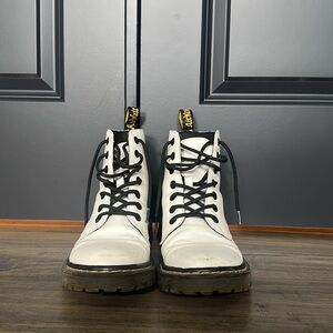 White Dr Martens 1460 Smooth Leather Lace Up Boots